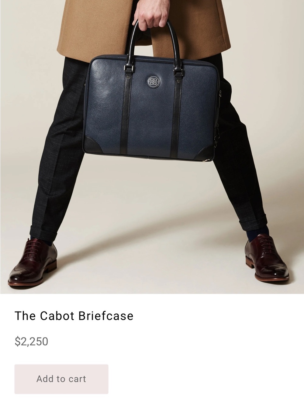 The Cabot Briefcase - Navy and Black Leather